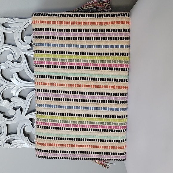 Stella & Dot Taj Bohemian Multicolored Striped Fringe Clutch - Picture 4 of 14